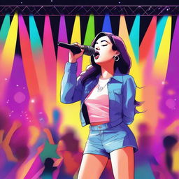 A vibrant concert scene with the name 'IKRAM' displayed prominently everywhere