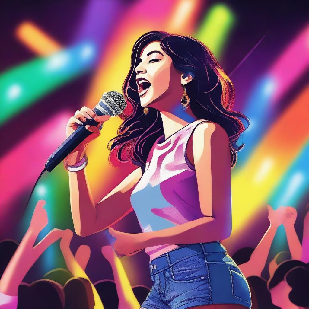 A vibrant concert scene with the name 'IKRAM' displayed prominently everywhere