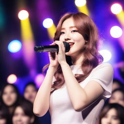 A vibrant concert scene with the name 'IKRAM' displayed prominently on the walls
