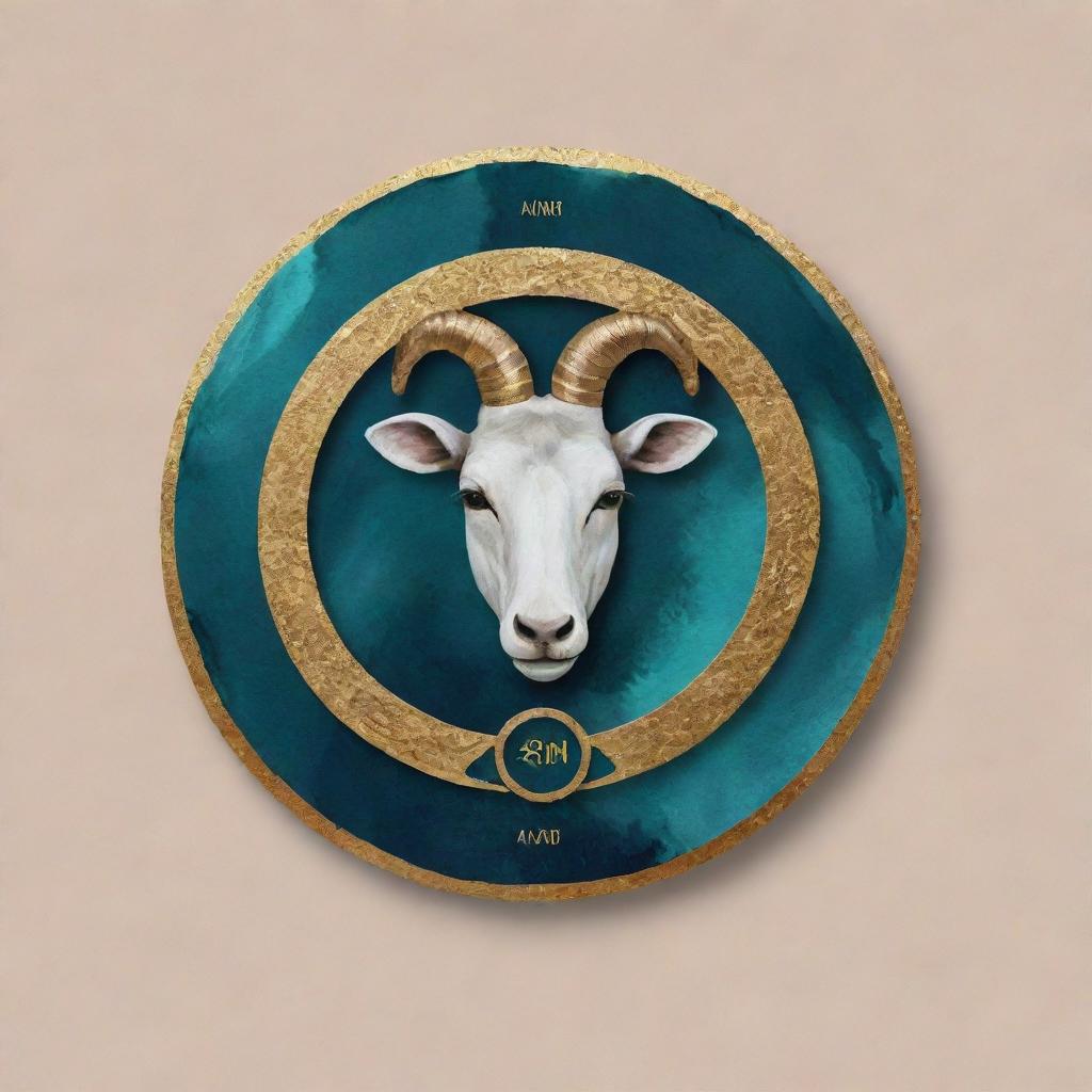 Design a highly premium personal logo for 'Amir', incorporating elements of veterinary medicine, Gemini zodiac sign, styled like a luxe acrylic painting for an elevated, exclusive impression.