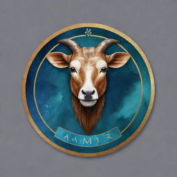 Design a highly premium personal logo for 'Amir', incorporating elements of veterinary medicine, Gemini zodiac sign, styled like a luxe acrylic painting for an elevated, exclusive impression.