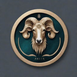 Design a highly premium personal logo for 'Amir', incorporating elements of veterinary medicine, Gemini zodiac sign, styled like a luxe acrylic painting for an elevated, exclusive impression.