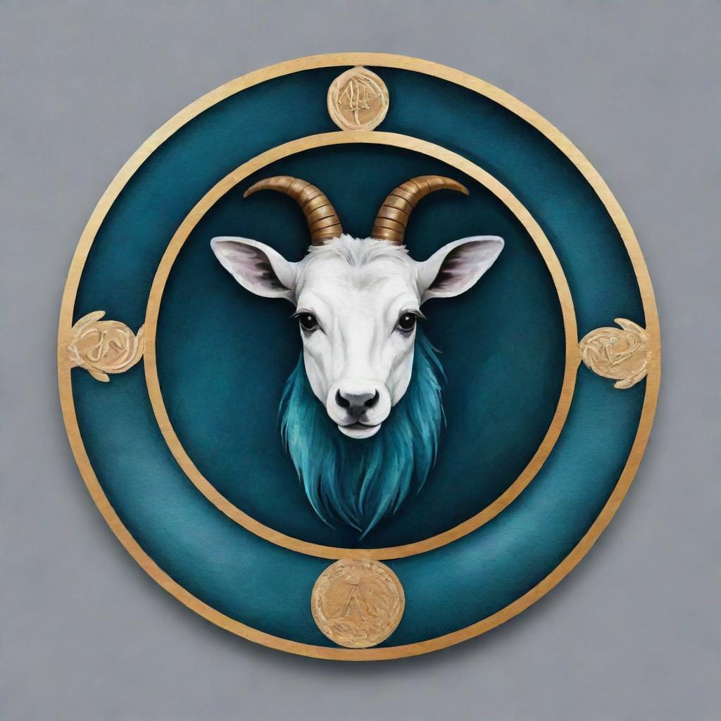 Design a highly premium personal logo for 'Amir', incorporating elements of veterinary medicine, Gemini zodiac sign, styled like a luxe acrylic painting for an elevated, exclusive impression.