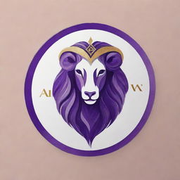 Design a luxurious personal logo for 'Amir', integrating elements of veterinary medicine, Gemini zodiac sign, and a dominant violet color. The style should resemble an expensive, high-quality acrylic painting.