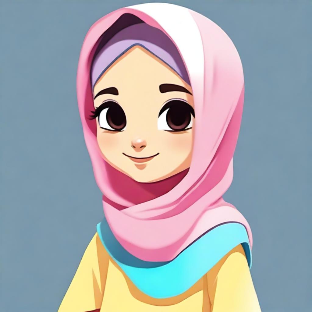 Create an image of a small, adorable character wearing a hijab