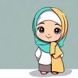 Create an image of a small, adorable character wearing a hijab