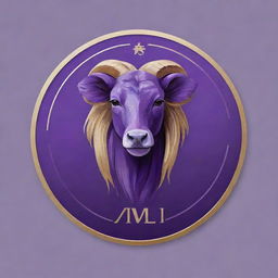 Design a luxurious personal logo for 'Amir', integrating elements of veterinary medicine, Gemini zodiac sign, and a dominant violet color. The style should resemble an expensive, high-quality acrylic painting.