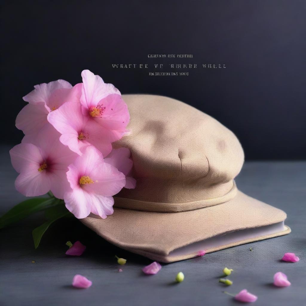 A book cover featuring a dark background with an image of a dark beige colored cabbie hat