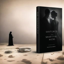 A dramatic book cover for a novel titled 'Shattered Vows: A Story of Betrayal'