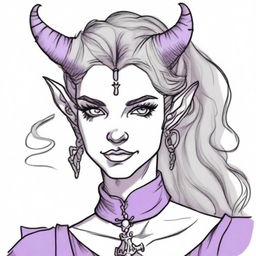 A medieval sketch of a standard tiefling from the D&D universe