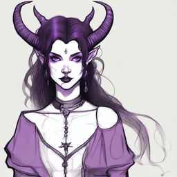 A medieval sketch of the standard tiefling from the D&D universe