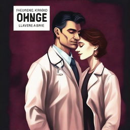 A cover for a story book about a doctor involved in multiple sexual relationships, set against a dark background