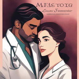 A cover for a story book about a doctor involved in multiple sexual relationships, set against a dark background