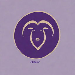 Create a minimalistic yet luxurious personal logo for 'Amir', involving elements of veterinary medicine, the Gemini zodiac sign, and a rich violet color. Convey an expensive feel using a simple, acrylic painting style.