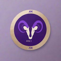 Create a minimalistic yet luxurious personal logo for 'Amir', involving elements of veterinary medicine, the Gemini zodiac sign, and a rich violet color. Convey an expensive feel using a simple, acrylic painting style.