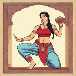 A depiction of an Indian muscular wife, showcasing her strength and fitness