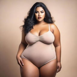 A voluptuous girl wearing tight-fitting clothes, showcasing her curves