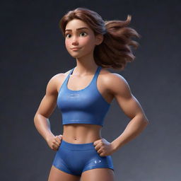 An artful rendering of an athletic girl following the style of Disney Pixar. Strong, spirited and toned, she should embody the characteristics of an athlete, whilst retaining the magical charm of Disney Pixar animation.