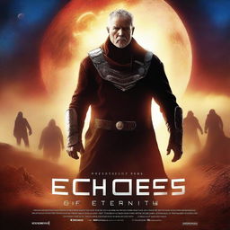 Create a movie poster for a film titled 'Echoes of Eternity'