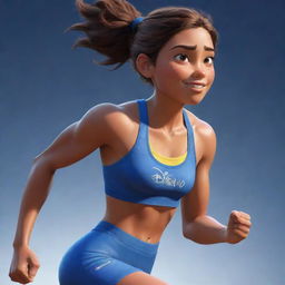 An artful rendering of an athletic girl following the style of Disney Pixar. Strong, spirited and toned, she should embody the characteristics of an athlete, whilst retaining the magical charm of Disney Pixar animation.