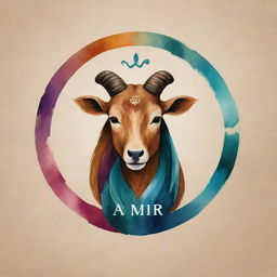 Design a personal logo for 'Amir', incorporating elements of veterinary medicine and the Gemini zodiac sign, rendered in a style that resembles an acrylic painting.