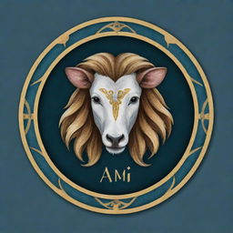 Design a personal logo for 'Amir', incorporating elements of veterinary medicine and the Gemini zodiac sign, rendered in a style that resembles an acrylic painting.