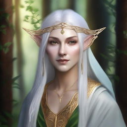 A detailed fantasy portrait of a Druid Half-Elf Sage