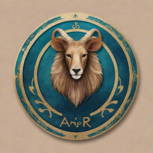 Design a personal logo for 'Amir', incorporating elements of veterinary medicine and the Gemini zodiac sign, rendered in a style that resembles an acrylic painting.