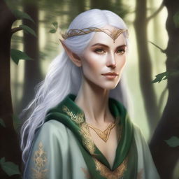 A detailed fantasy portrait of a Druid Half-Elf Sage