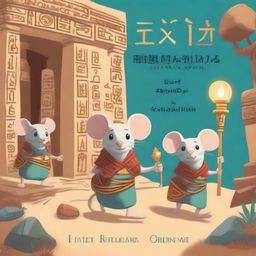 A book cover featuring an adventurous mouse and his group exploring an ancient temple