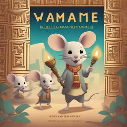 A book cover featuring an adventurous mouse and his group exploring an ancient temple