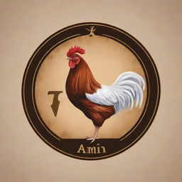 Create a personal logo for 'Amir', blending elements of veterinary medicine focused on poultry, the Gemini zodiac sign, and an acrylic painting style. The logo should be unique and reflect his specialization.