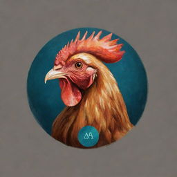 Create a personal logo for 'Amir', blending elements of veterinary medicine focused on poultry, the Gemini zodiac sign, and an acrylic painting style. The logo should be unique and reflect his specialization.