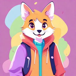 A detailed illustration of a furry character, featuring anthropomorphic traits such as animal ears, tail, and fur, while wearing modern casual clothing