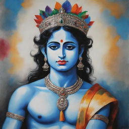 Modern reinterpretation of Lord Krishna incorporating contemporary art styles