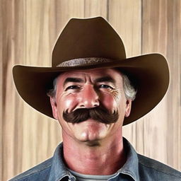 Generate an image of a profile picture featuring a man wearing a cowboy hat and sporting a fat moustache