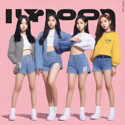 A realistic album cover art for a Korean girl group called Hypegen with 5 members