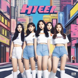 A realistic album cover art for a Korean girl group called Hypegen with 5 members