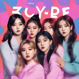 A zoomed-in, realistic album cover art for a Korean girl group called Hype:Gen with 5 members: Isabelle, Jihye, Vanessa, Grace, and Hanni