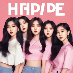 A zoomed-in, realistic album cover art for a Korean girl group called Hype:Gen with 5 members: Isabelle, Jihye, Vanessa, Grace, and Hanni