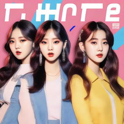 A zoomed-in, realistic album cover art for a Korean girl group called Hype:Gen with 5 members: Isabelle, Jihye, Vanessa, Grace, and Hanni