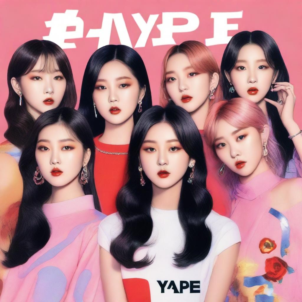 A zoomed-in, realistic album cover art for a 5-member Korean girl group called Hype:Gen with members Isabelle, Jihye, Vanessa, Grace, and Hanni