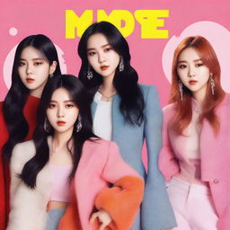 A zoomed-in, realistic album cover art for a 5-member Korean girl group called Hype:Gen with members Isabelle, Jihye, Vanessa, Grace, and Hanni