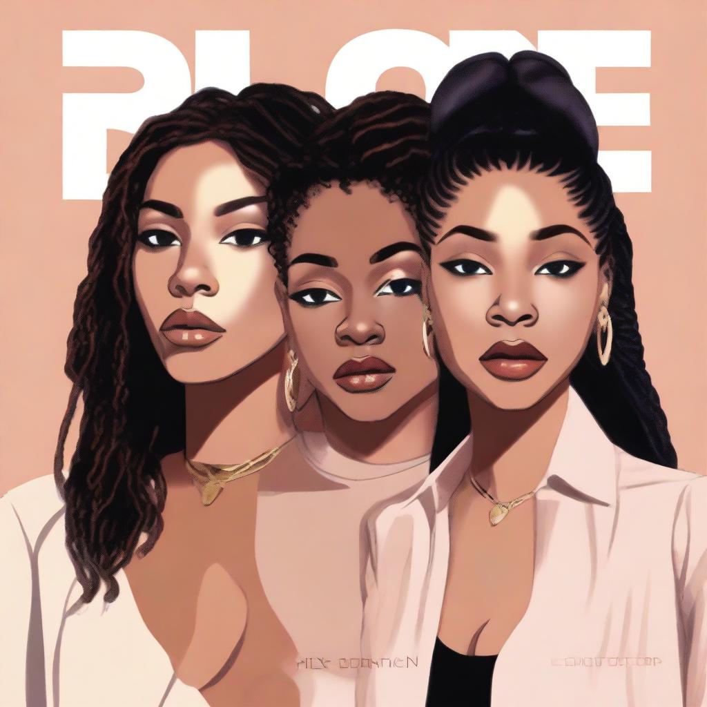 A zoomed-in, realistic album cover art for a 4-member American R&B girl group called Nice Quiet with members Jodie, Reema, Renna, and Melly