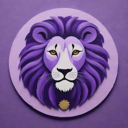 Craft a personal logo for 'Amir', blending elements of poultry veterinary medicine, the Gemini zodiac sign, a lion, and the color violet. Render it in a simple acrylic painting style so Amir can easily draw it himself.