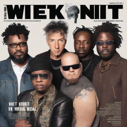 A March 2019 cover of Etheric Erudite magazine featuring an electronic/punk blues group called Wet Kuntt with 4 members: Daniel Fleming, Leon B, Sheldon Johnston, and Taber Dunston