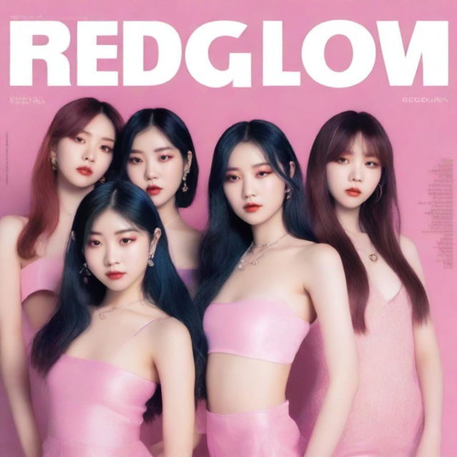 A July 2024 cover of RedGlow magazine featuring an electronic dance/seapunk (chillwave) girl group called HYPE:GEN with 5 members: Isabelle (Minji), Jihye (Danielle), Vanessa (Haerin), Grace (Hyein), and Hanni