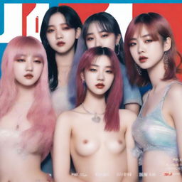 A July 2024 cover of RedGlow magazine featuring an electronic dance/seapunk (chillwave) girl group called HYPE:GEN with 5 members: Isabelle (Minji), Jihye (Danielle), Vanessa (Haerin), Grace (Hyein), and Hanni