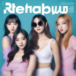 A July 2024 cover of RedGlow magazine featuring an electronic dance/seapunk (chillwave) girl group called HYPE:GEN with 5 members: Isabelle (Minji), Jihye (Danielle), Vanessa (Haerin), Grace (Hyein), and Hanni