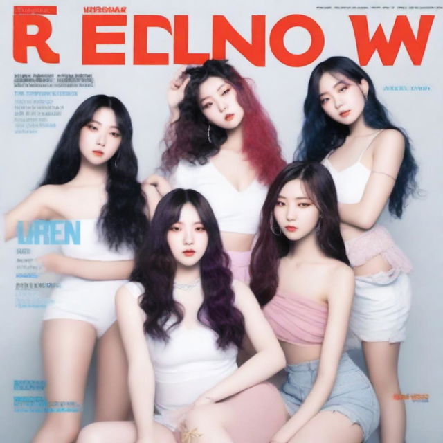 A July 2024 cover of RedGlow magazine featuring an electronic dance/seapunk (chillwave) girl group called HYPE:GEN with 5 members: Isabelle (Minji), Jihye (Danielle), Vanessa (Haerin), Grace (Hyein), and Hanni